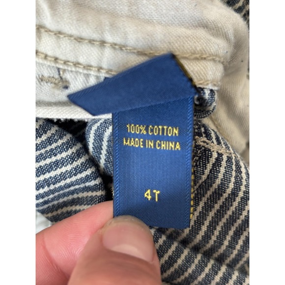 Vintage OshKosh B'gosh Overalls Boys 4T Toddler Blue White Striped Denim Bib - Picture 4 of 4